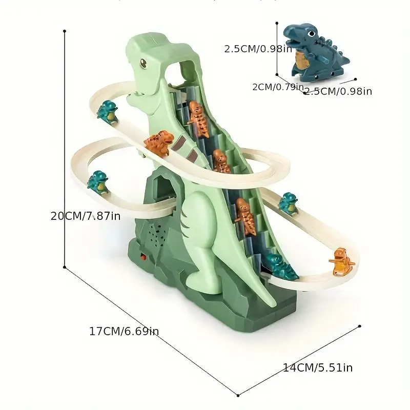Dinosaur climbing slide toy with 3 dinosaur cars