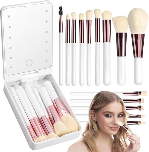 ⏳Fill-in light makeup brush set with mirror case