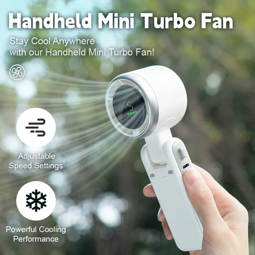 🔥 Handheld Mini Turbo Fan – Your Pocket-Sized Cool Breeze! 🔥