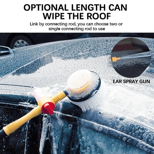 Rotating Car Wash Brush with Soap Dispenser & Hose Attachment Soft Bristle Car