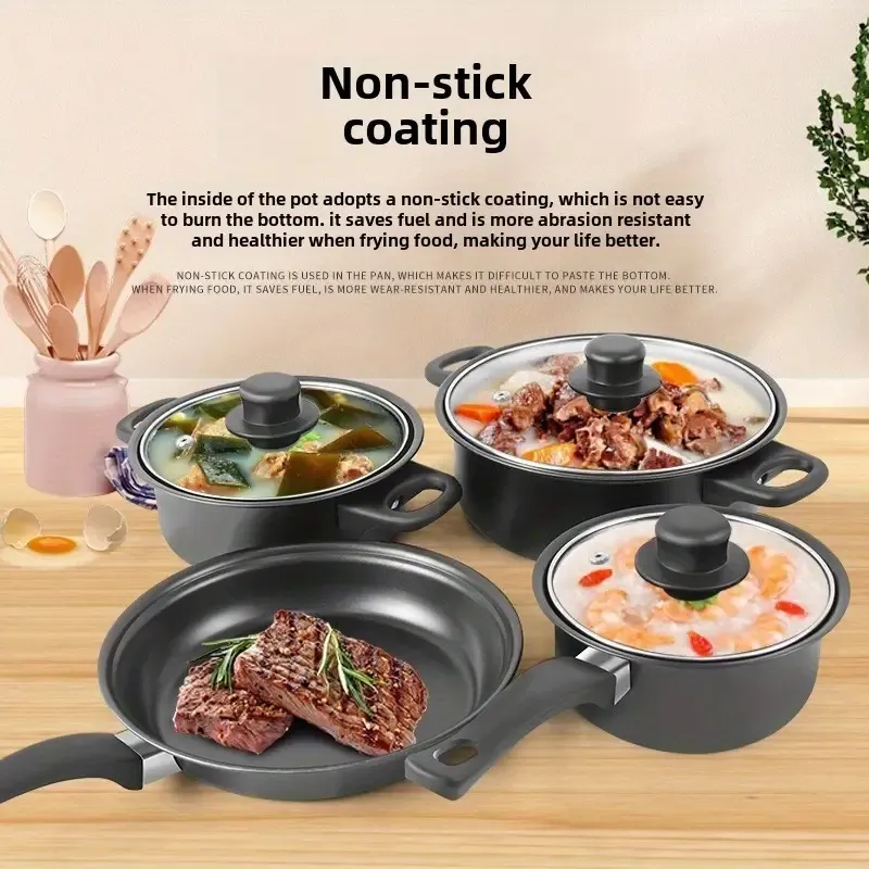 Hot-selling 13-piece pot set with non-stick soup pot milk pot frying pan