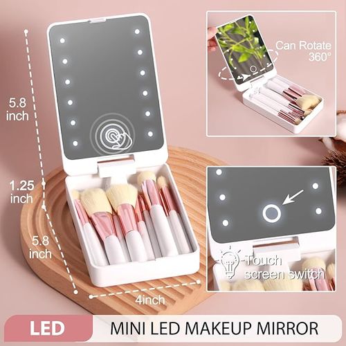 ⏳Fill-in light makeup brush set with mirror case