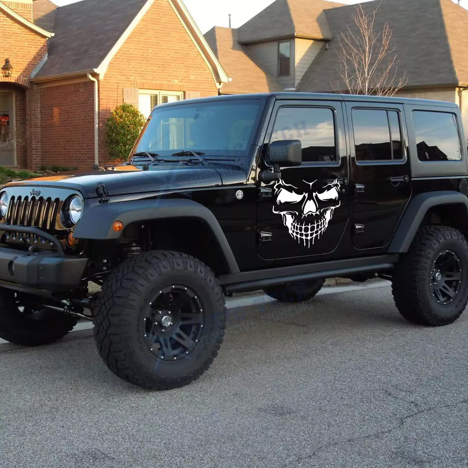 Skull Stickers and Decals for Car Windows Doors, 3D Reflective Waterproof Skull Decals for Cars Trucks (Black)