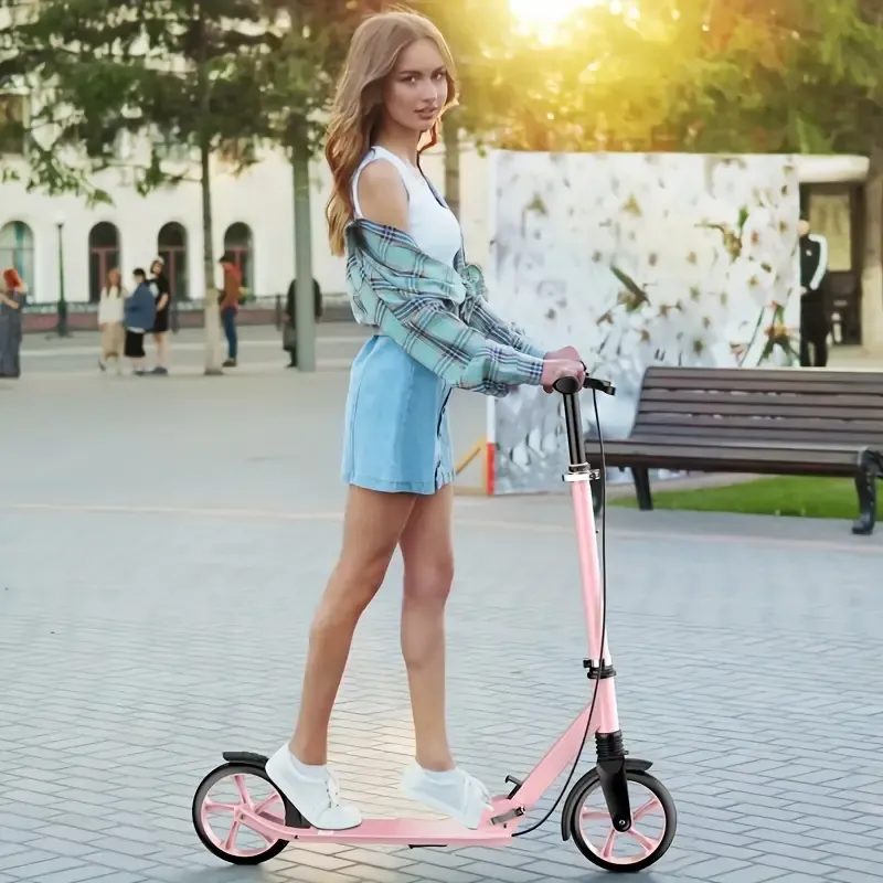 Foldable Two-Wheeled Skateboard With Dual Brakes And Widened Pedals - Perfect For Sports & Fitness Commuting!