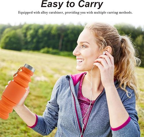 Silicone Foldable Water Bottle Creative Cycling Retractable Cup Portable Outdoor Sports Water Bottle, 500ml, dark green