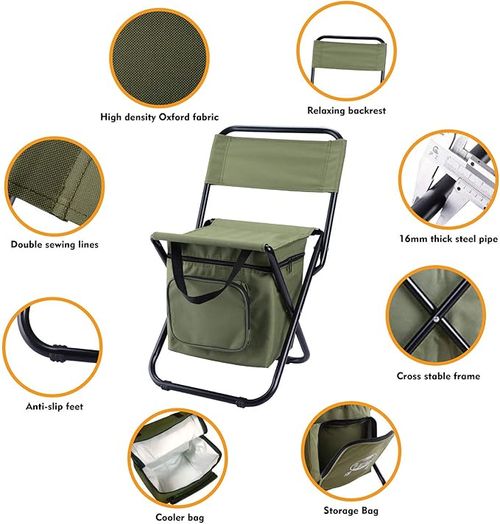 🔥Portable folding outdoor camping chair with cooler bag