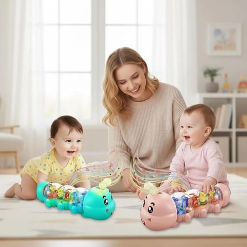 ❤️🐛Crawling Toy, Caterpillar Design Tummy Time Toy with Light & Music Musical Light Up❤️❤️