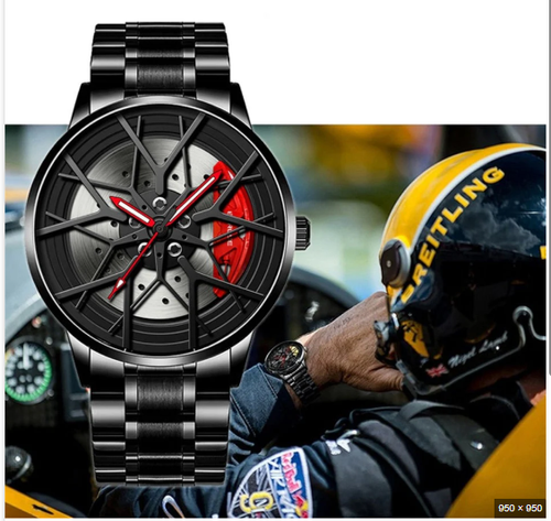 Spinning Car Wheel Watch