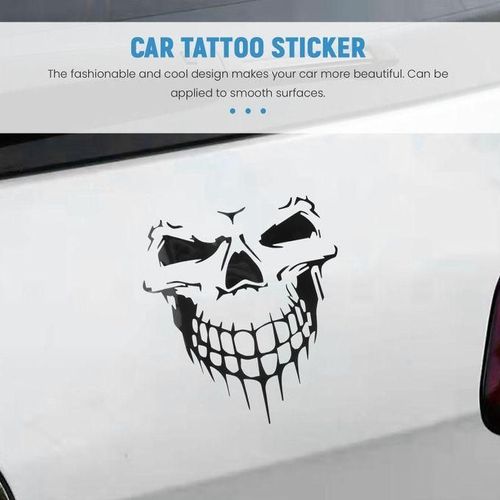 Skull Stickers and Decals for Car Windows Doors, 3D Reflective Waterproof Skull Decals for Cars Trucks (Black)