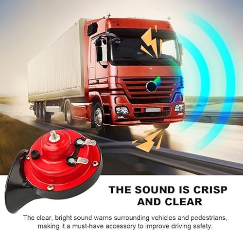 Super Loud Train Horns, 12V Waterproof Durable Car Air Electric Snail Horn, Raging Sound Air Horns Replacement Kit, Automotive Accessories Universal for Car, Motorcycle, Truck, Bike, Boat (Red)