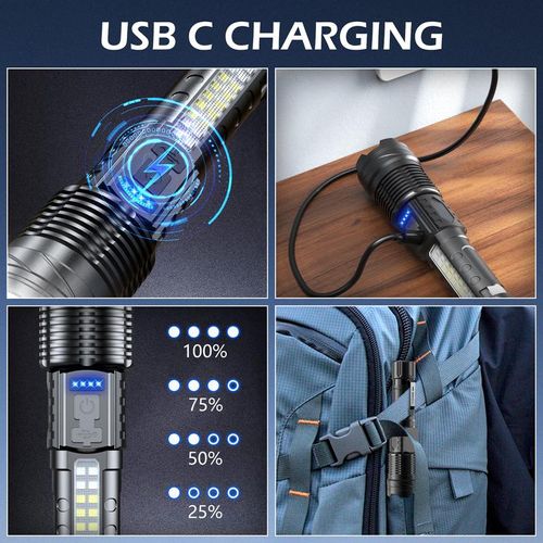 2024 Camping Gadgets Waterproof Rechargeable Strong Light Flashlight