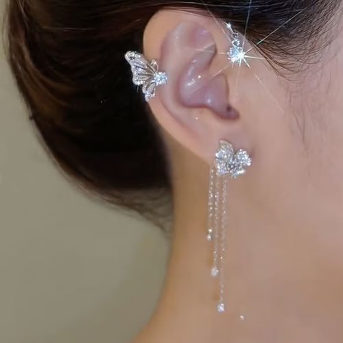 🔥BUTTERFLY FLOWER TASSEL SHINY ZIRCON EARRINGS