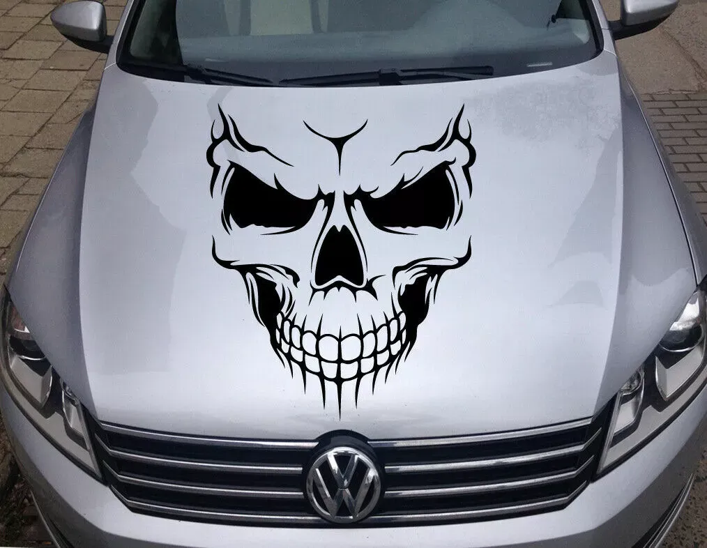Skull Stickers and Decals for Car Windows Doors, 3D Reflective Waterproof Skull Decals for Cars Trucks (Black)