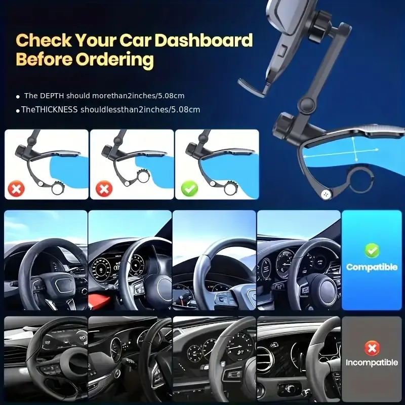 1200 Degree Rotation Universal Car Dashboard Phone Holder