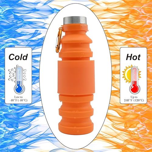 Silicone Foldable Water Bottle Creative Cycling Retractable Cup Portable Outdoor Sports Water Bottle, 500ml, dark green