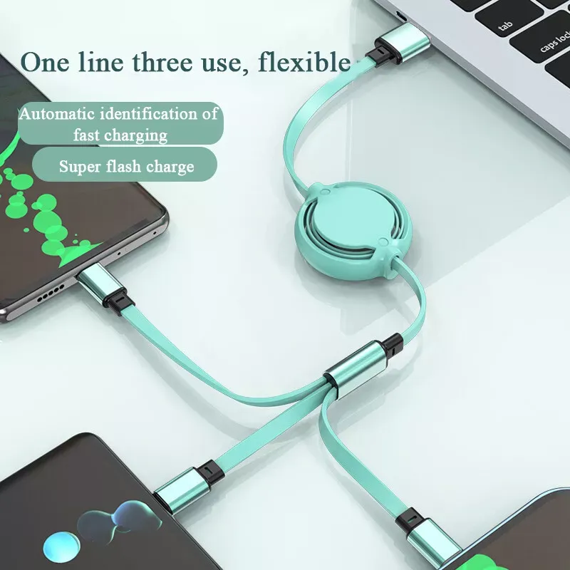 3in1 Fast USB Charging Cable Universal Multi Function Cell Phone Charger Cord