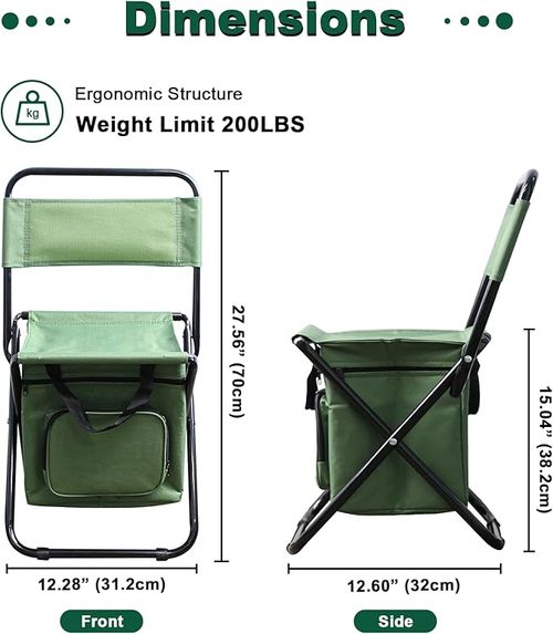 🔥Portable folding outdoor camping chair with cooler bag