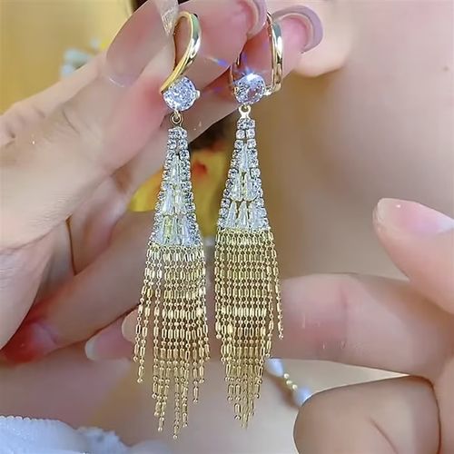 💋zircon tassel earrings💖
