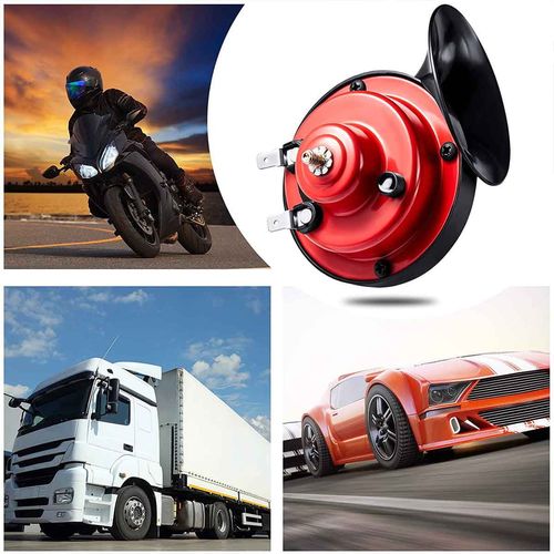 Super Loud Train Horns, 12V Waterproof Durable Car Air Electric Snail Horn, Raging Sound Air Horns Replacement Kit, Automotive Accessories Universal for Car, Motorcycle, Truck, Bike, Boat (Red)