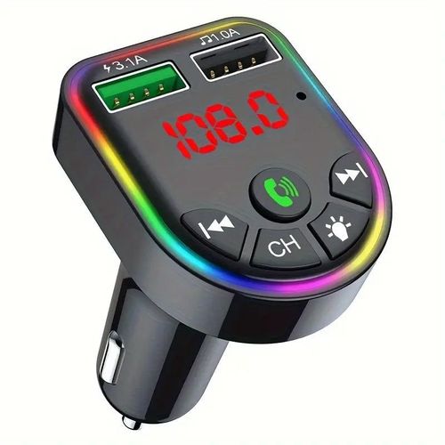 Kit Mãos Livres Carro JaJaBor FM Transmissor Sem Fio 5.0 Carregador Carro MP3 Colorido Duplo USB