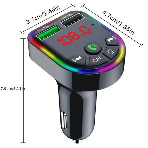 Kit Mãos Livres Carro JaJaBor FM Transmissor Sem Fio 5.0 Carregador Carro MP3 Colorido Duplo USB
