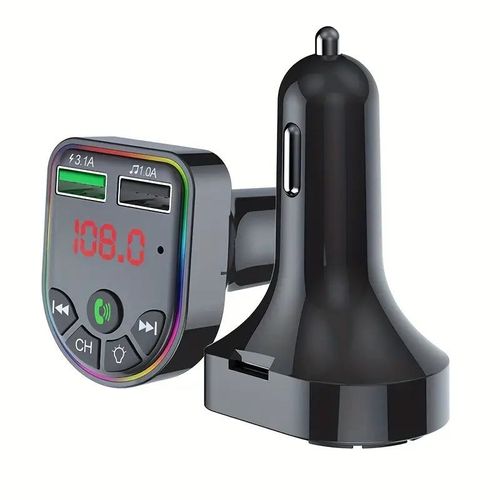 Kit Mãos Livres Carro JaJaBor FM Transmissor Sem Fio 5.0 Carregador Carro MP3 Colorido Duplo USB
