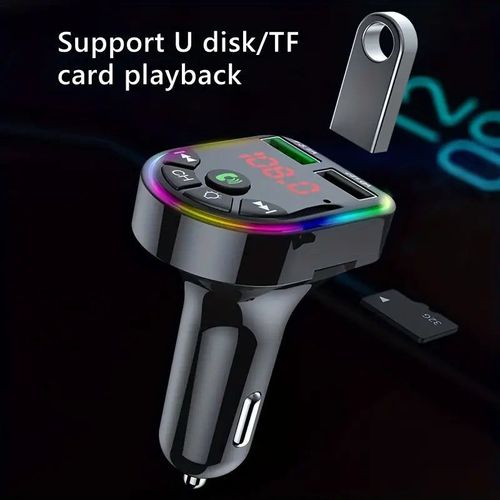 Kit Mãos Livres Carro JaJaBor FM Transmissor Sem Fio 5.0 Carregador Carro MP3 Colorido Duplo USB