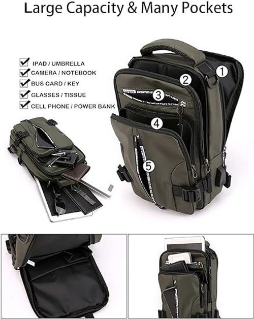 🔥🔥Mochila Sling Crossbody Shoulder Chest Bag com cabo🔥🔥 USB