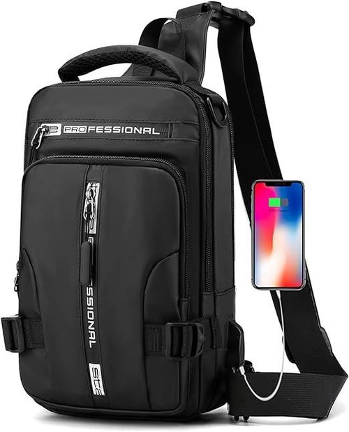 🔥🔥Mochila Sling Crossbody Shoulder Chest Bag com cabo🔥🔥 USB