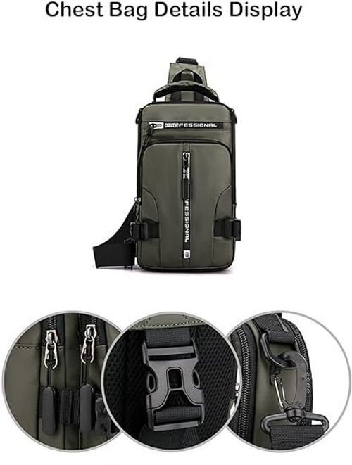 🔥🔥Mochila Sling Crossbody Shoulder Chest Bag com cabo🔥🔥 USB