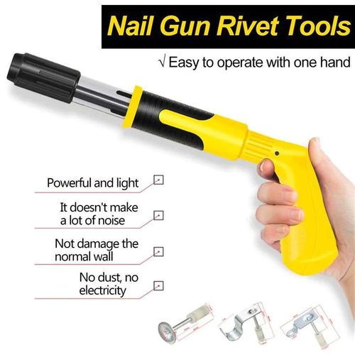 Prego de parede de cimento fixação de parede pistola de pregos de aço pistola de pregos de concreto mini pistola de pregos de aço portátil+100 Pregos de força especializados