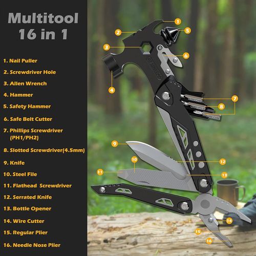 Multifunctional Survival Hammer 14 in 1 Stainless Steel Alloy Material