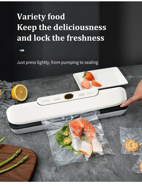 Máquina automática de embalagem de sacos de armazenamento de alimentos para uso doméstico Mini seladora a vácuo para alimentos
