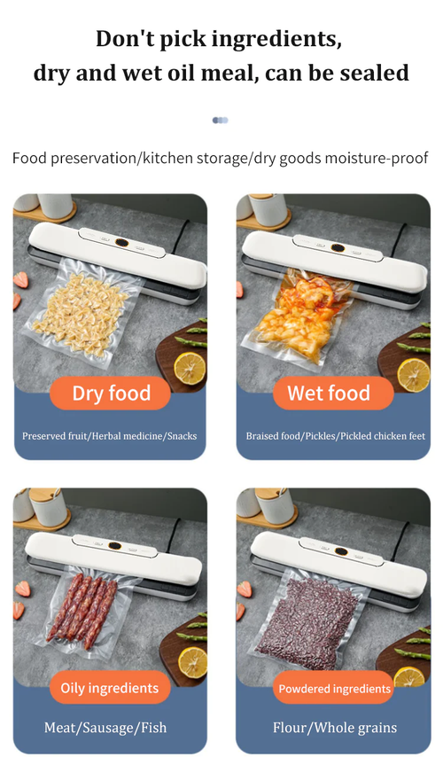 Máquina automática de embalagem de sacos de armazenamento de alimentos para uso doméstico Mini seladora a vácuo para alimentos