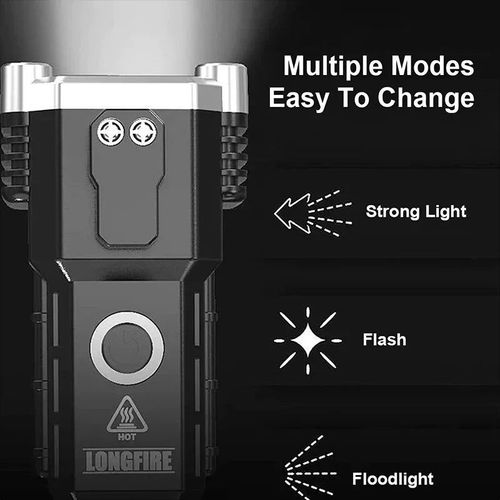 Lanterna LED multifunções com carregador de telemóvel, quebra-vidros e à prova de água para carro