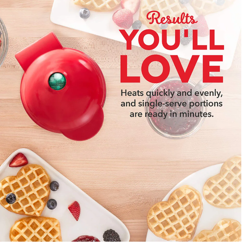 Mini máquina de waffle em formato de coração, torradeira de café da manhã, máquina de cozimento portátil