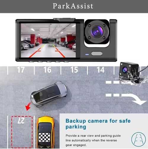 3 canais mini carro DVR HD 1080P dentro do veículo painel câmera de três vias DVRs gravador vídeo registrador painel camcorder