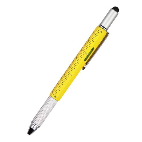 Caneta multiferramenta de metal DUNBONG Caneta Stylus 6 em 1 - com chave de fenda, caneta esferográfica Tinta preta, caneta Stylus, nível e régua, 2 contagem