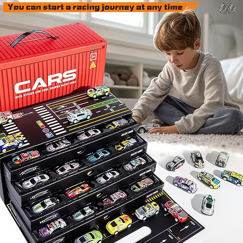 🔥48 peças de carros de liga leve e brinquedos de corrida para crianças - 🎁PRESENTE PERFEITO PARA CRIANÇAS🎁