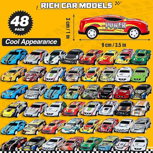 🔥48 peças de carros de liga leve e brinquedos de corrida para crianças - 🎁PRESENTE PERFEITO PARA CRIANÇAS🎁