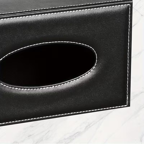LDQ Multi-Functional Faux Leather Tissue&Storage Box with 4 Compartments Includes Remote Control&Household Napkin Storage, Wipe-Clean in Seconds, Ideal for Living Room, Study Café Countertops Perfect for Home Supplies