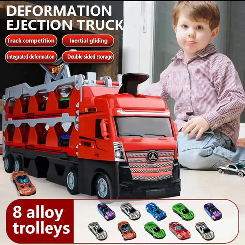 轨道玩具🔥Mega Hauler Truck With Ejection Race Track