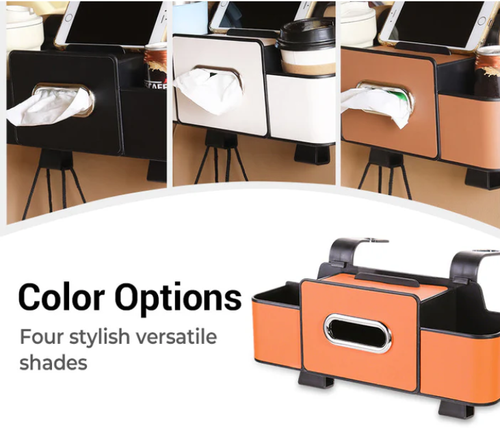 Multi-Functional Car Seat Back Storage Box with Hooks