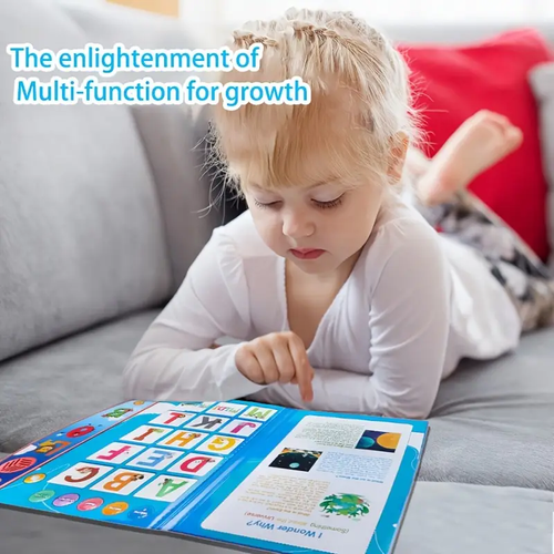 Bright Pink Blue Educational Puzzle Toy  Interactive Audio Story Book for Youngsters - English Spelling & Alphabet Learning