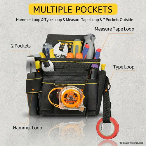 Electrician Waist Pack Tool Pouch Portable Storage Repair Wear-Resistant Multi-Functional Tool Hanging Bag