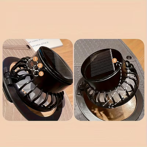 New Solar-powered Fan Hat - Rechargeable solar USB power supply with two fans
