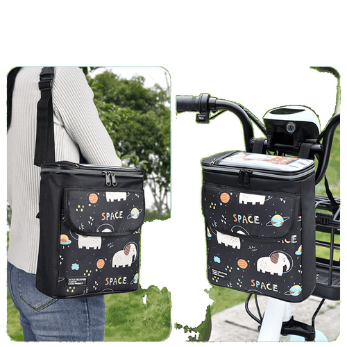 Bicycle Bag and Motorcycle Hanging Bag - Front Large Capacity Storage and Storage Bag with Adjustable Shoulder Straps, Touch Screen Friendly Design, Multiple Compartments,