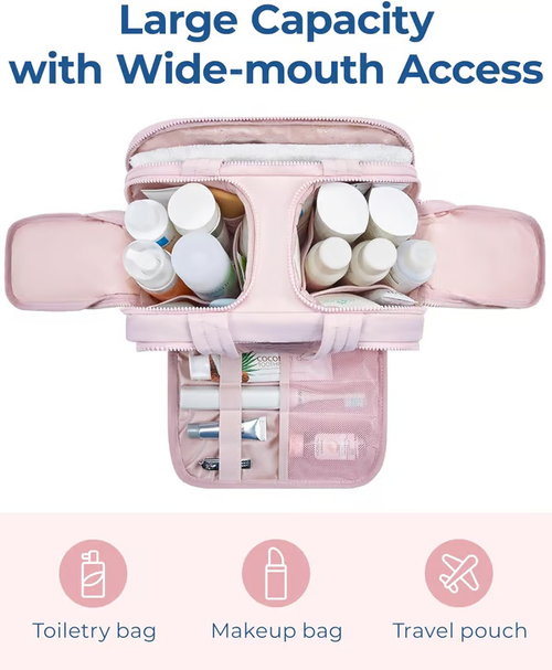 Large Capacity Wide-Open Travel Cosmetic Bag