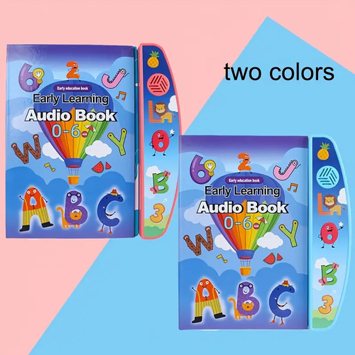 Bright Pink Blue Educational Puzzle Toy  Interactive Audio Story Book for Youngsters - English Spelling & Alphabet Learning