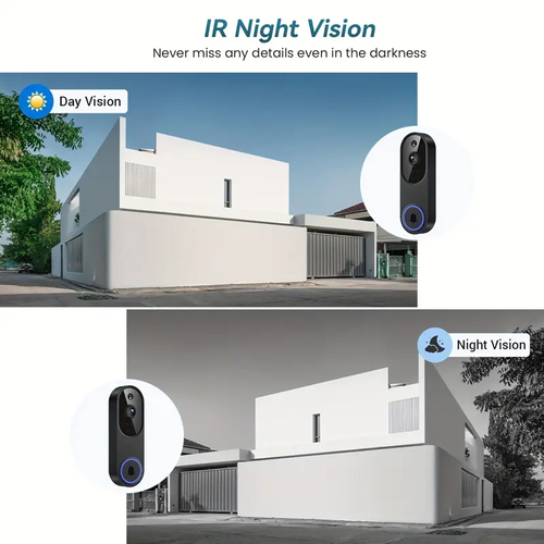 Smart Video Doorbell, Wireless Camera, Two-way Voice, Real-time Viewing, 2.4G WIFI Wireless Connection, Color Night Vision, AI Vehicle-person Detection 3:4 Full View Screen, 1pc Multi-combination, Achieving Real-time Monitoring
